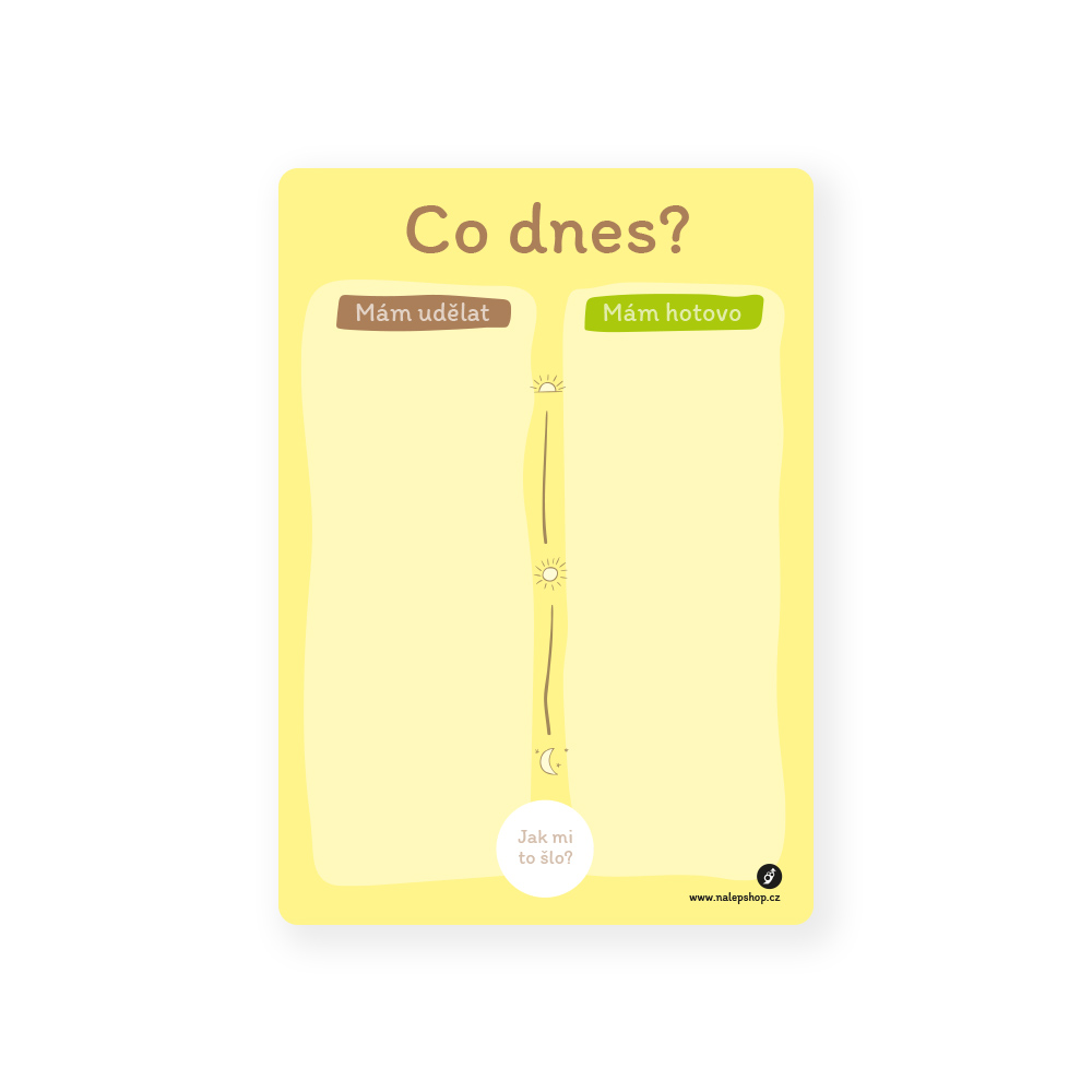 2. jakost Magnetický denní plánovač pro děti 21×29 cm - Co dnes? (žlutý lesklý)