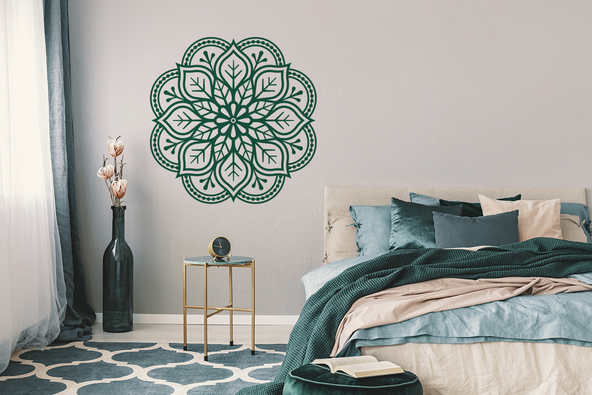 2. jakost tyrkysová bujná mandala - samolepka na zeď