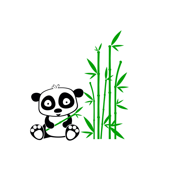 Panda a bambus  - samolepka na zeď