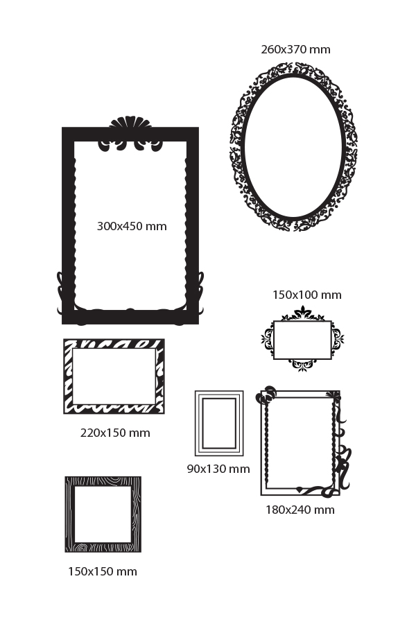 Sada ozdobných rámů - samolepka na zeď