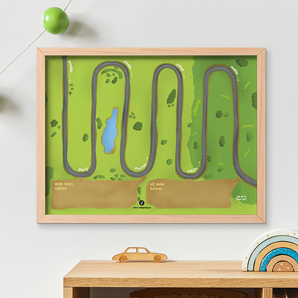 Magnetický týdenní plánovač pro děti 40×30 cm - silnička