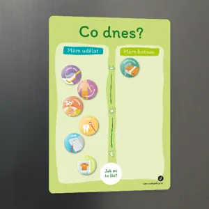 Magnetický denní plánovač pro děti 21×29 cm - Co dnes? (zelený)