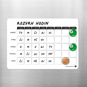 Magnetický popisovatelný školní rozvrh A4 - bílý