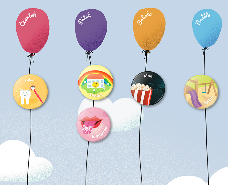 Magnetický týdenní plánovač pro děti 40×30 cm - balónky