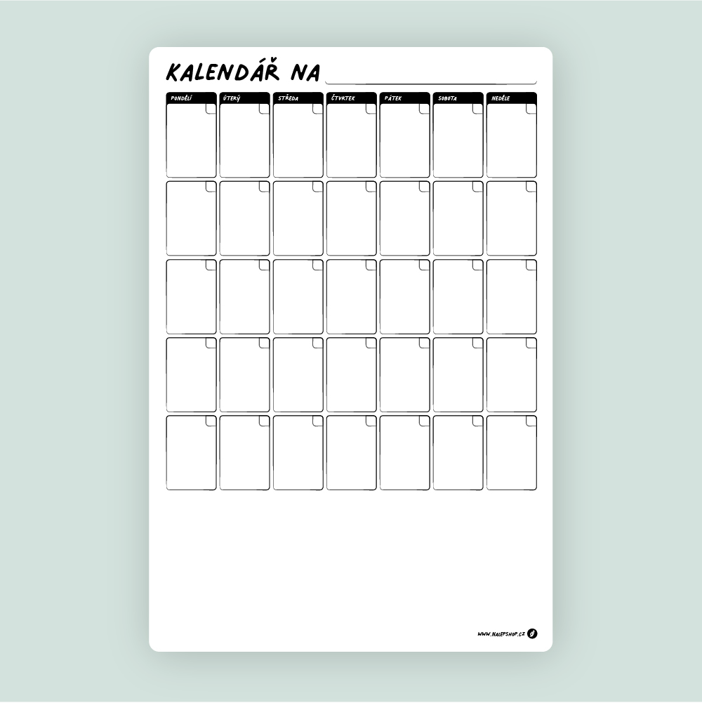 2. jakost Magnetický popisovatelný rodinný plánovač (měsíční) 40×60 cm