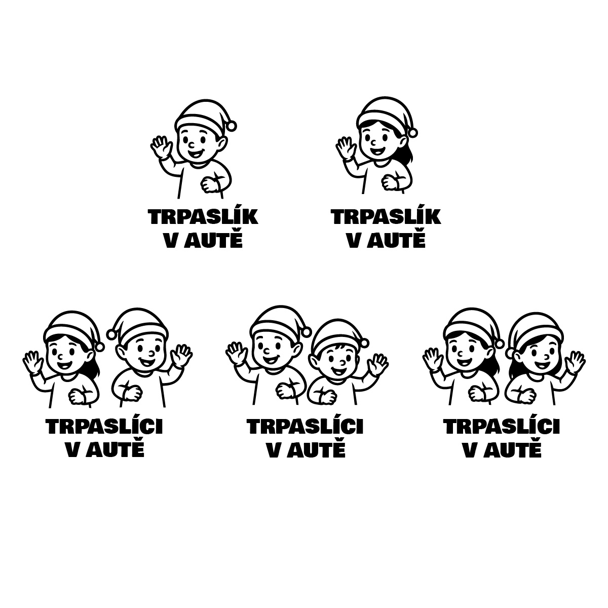 Trpaslíci v autě - samolepka na auto (dítě v autě)