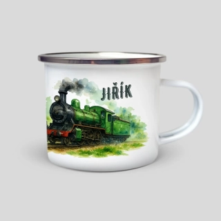 Parní lokomotiva se jménem - plecháček s potiskem