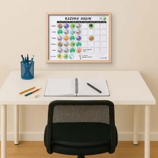 Magnetický popisovatelný školní rozvrh 40×30 cm - bílý
